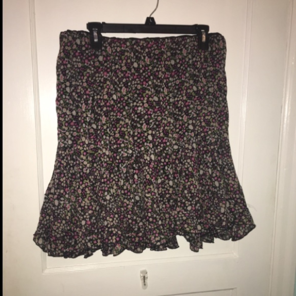Black skirt w/ pink & white floral